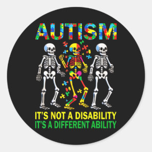 Autism Awareness Skeleton Dancing Autistic Kids Aw Classic Round Sticker