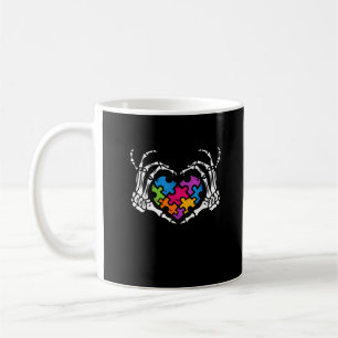 Autism Awareness Skeleton Heart Puzzle Piece Coffee Mug