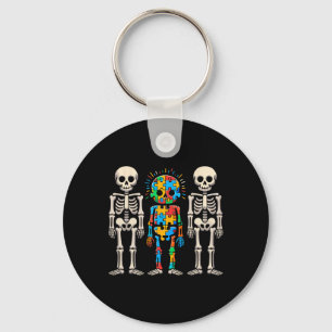 Autism Awareness Skeleton Keychain