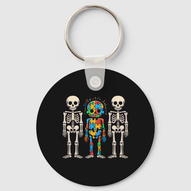 Autism Awareness Skeleton  Keychain (Front)