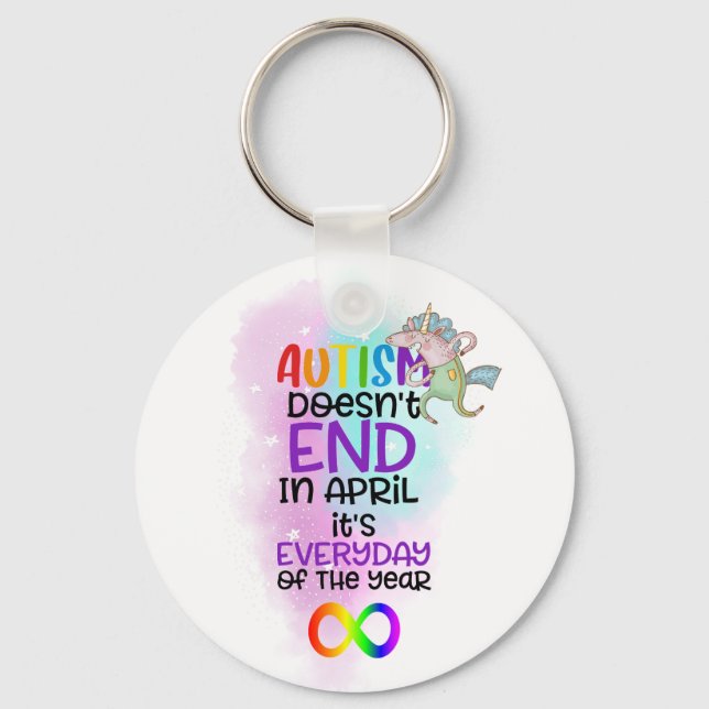Autism Awareness Slogan April - Neurodiversity Keychain (Front)