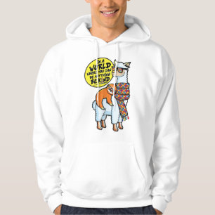 Autism Awareness Sloth Riding LLama Autism Be Kind Hoodie