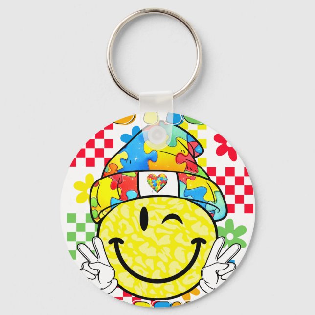 autism awareness smile keychain (Front)