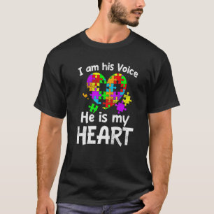 Autism Awareness Son Boys Kids I Am His Voice He I T-Shirt