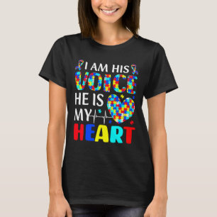 Autism Awareness Son Boys Kids I Am His Voice He I T-Shirt