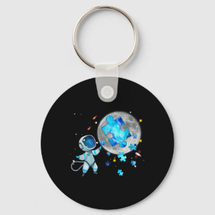 Autism Awareness Space Stars Astronaut On The Moon Keychain
