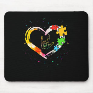 Autism Awareness Special Ed Teacher Asl Sign Langu Mouse Pad