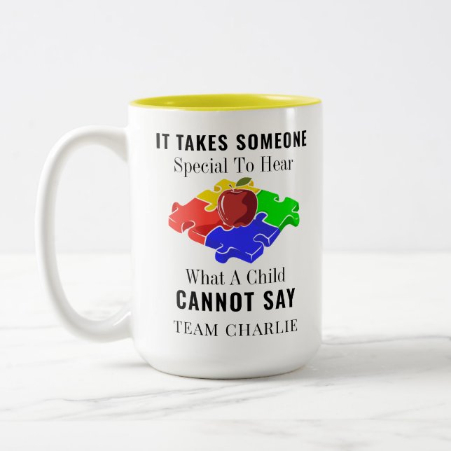 Autism Awareness Special Education Teachers Custom Two-Tone Coffee Mug (Left)
