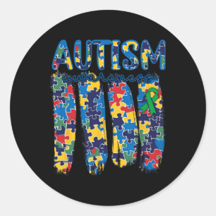 Autism Awareness Spectrum Brushstroke Puzzle Piece Classic Round Sticker