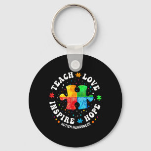 Autism Awareness Sped Teacher Teach Love Hope Insp Keychain