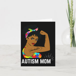 Autism Awareness Strong Mom Afro Mother Black Wome Card