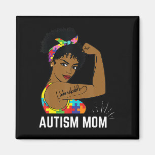Autism Awareness Strong Mom Afro Mother Black Wome Magnet