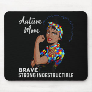 Autism Awareness Strong Mom Afro Mother Black Wome Mouse Pad