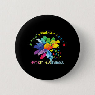 Autism Awareness Sunflower Accept Understand Love  2 Inch Round Button