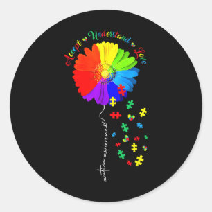 Autism Awareness Sunflower Accept Understand Love  Classic Round Sticker