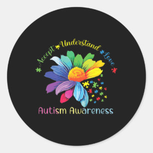 Autism Awareness Sunflower Accept Understand Love Classic Round Sticker