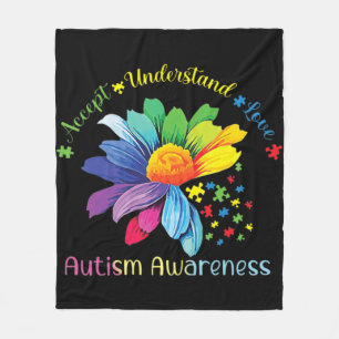 Autism Awareness Sunflower Accept Understand Love Fleece Blanket