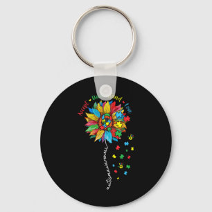 Autism Awareness Sunflower Accept Understand Love Keychain