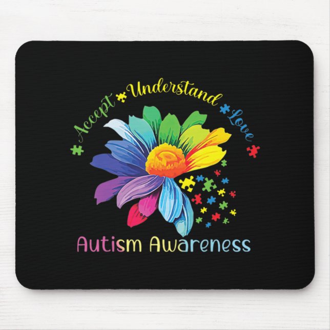 Autism Awareness Sunflower Accept Understand Love  Mouse Pad (Front)