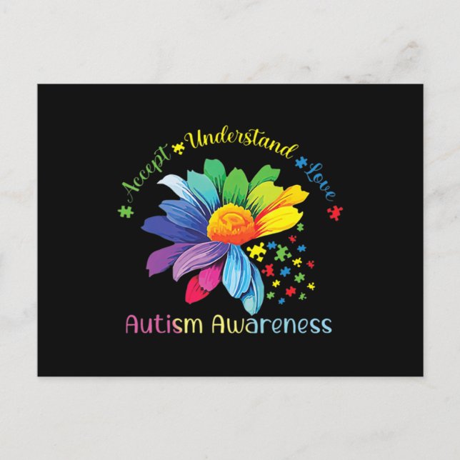 Autism Awareness Sunflower Accept Understand Love  Postcard (Front)