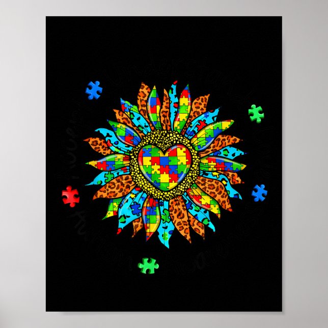 Autism Awareness Sunflower Accept Understand Love Poster (Front)