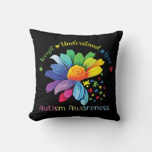 Autism Awareness Sunflower Accept Understand Love Throw Pillow