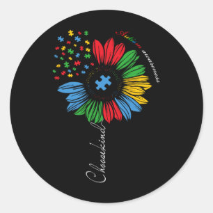 Autism Awareness Sunflower Kids Choose Kind Autism Classic Round Sticker