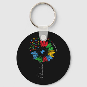 Autism Awareness Sunflower Kids Choose Kind Autism Keychain