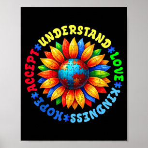 Autism awareness sunflower men women kids autism poster