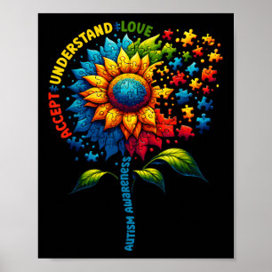 Autism Awareness Sunflower Men Women Kids Autism S Poster