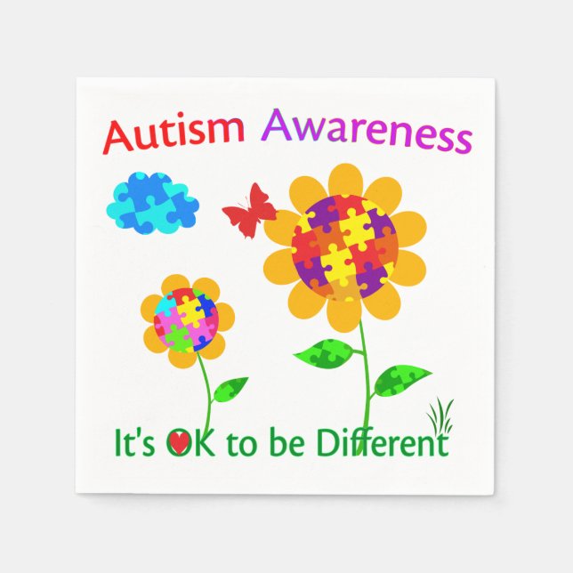 Autism Awareness Sunflower Napkin (Front)