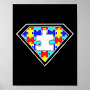 Autism Awareness Superhero Autism Gifts Boys Teach Poster