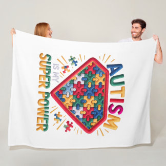 Autism Awareness Superhero Shield | Autism Is My S Fleece Blanket