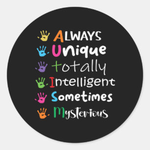 Autism Awareness Support Autism Kids For Mom Dad 1 Classic Round Sticker