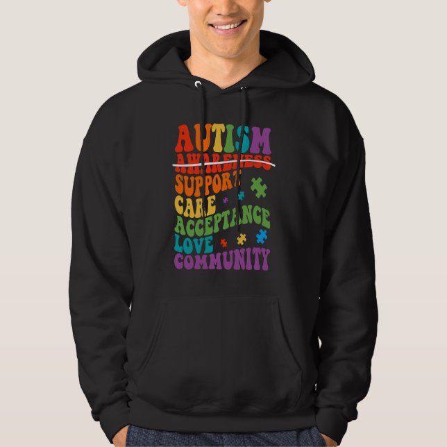 Autism Awareness Support Care Acceptance Ally Groo Hoodie (Front)