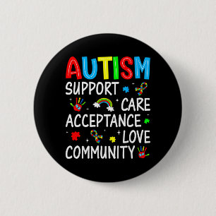 Autism Awareness Support Care Love Autistic Men 2 Inch Round Button