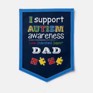 Autism Awareness Support Dad Puzzles Pennant