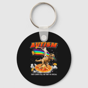 Autism Awareness T-rex Cat Meme Neurodiversity Pri Keychain