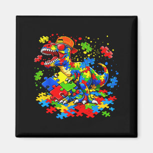 Autism Awareness T-rex Dinosaur Funny Puzzle Men W Magnet