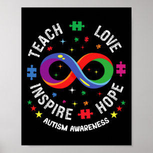 Autism Awareness Teach Hope Love Inspire Teacher I Poster