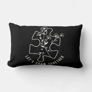 Autism Awareness Teacher Puzzle Piece Let's Grow T Lumbar Pillow