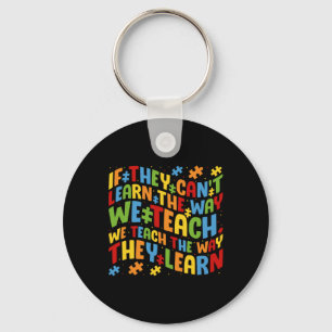 Autism Awareness Teacher Puzzle Pieces Quote For E Keychain