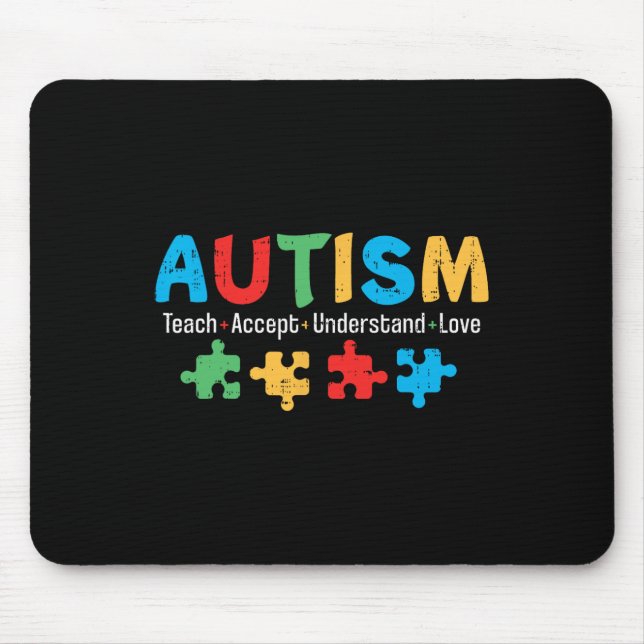 Autism Awareness Teacher Puzzle Teach Accept Under Mouse Pad (Front)
