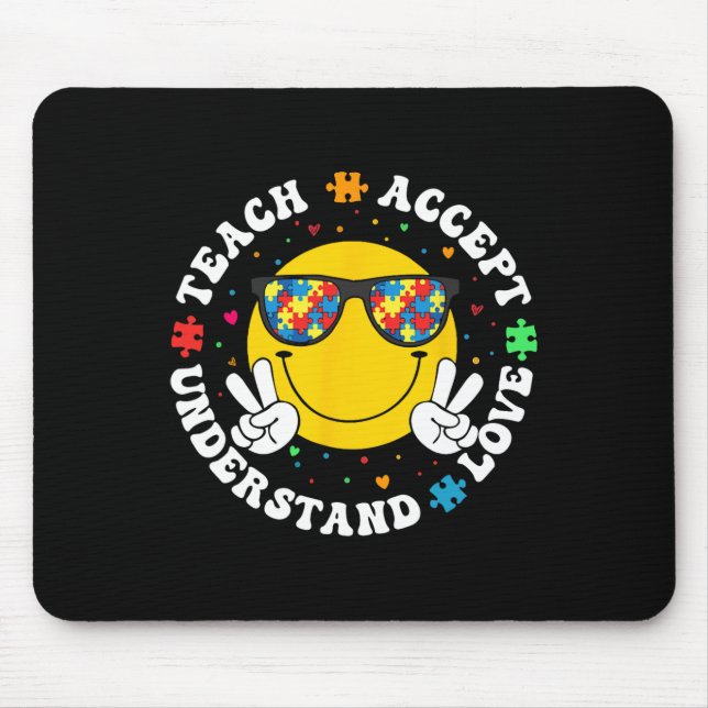 Autism Awareness Teacher Puzzle Teach Accept Under Mouse Pad (Front)
