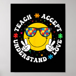Autism Awareness Teacher Puzzle Teach Accept Under Poster
