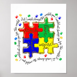 Autism Awareness Teacher Puzzle Teach Accept Under Poster