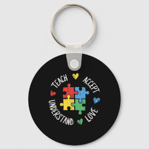 Autism Awareness Teacher Sped Teach Accept Underst Keychain