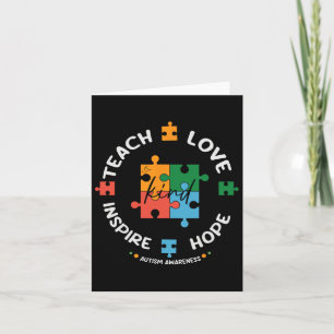 Autism Awareness Teacher Teach Hope Love Inspire Card