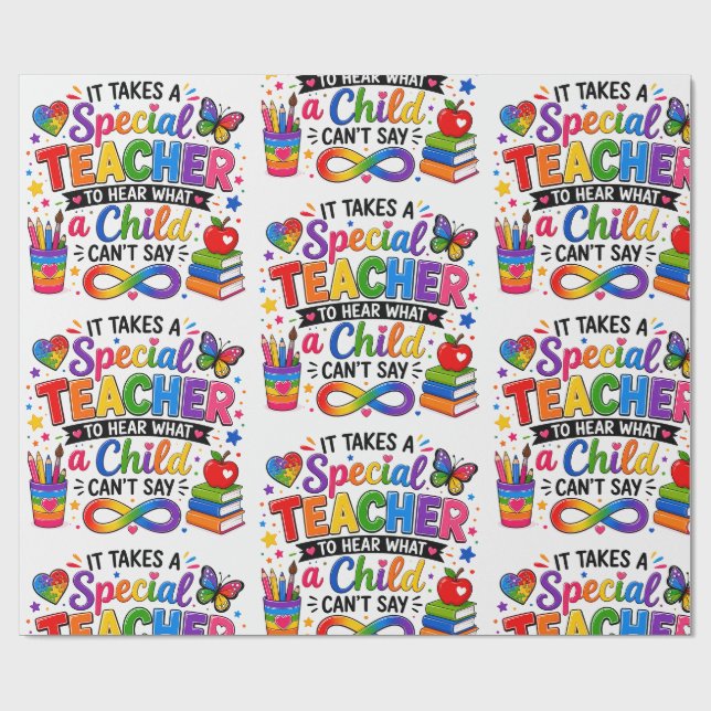 Autism Awareness Teacher Wrapping Paper (Flat)