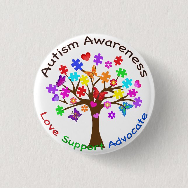 Autism Awareness Tree 1 Inch Round Button (Front)